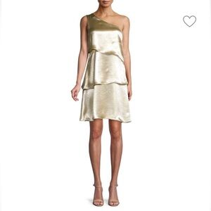 Ava & Aiden Gold One-Shoulder Mini Dress! Size XS!! Elegant!